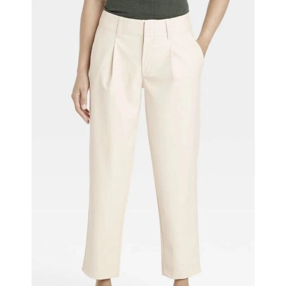A New Day Pleated Faux Leather Trousers Tapered Old Money Minimalist Size 10